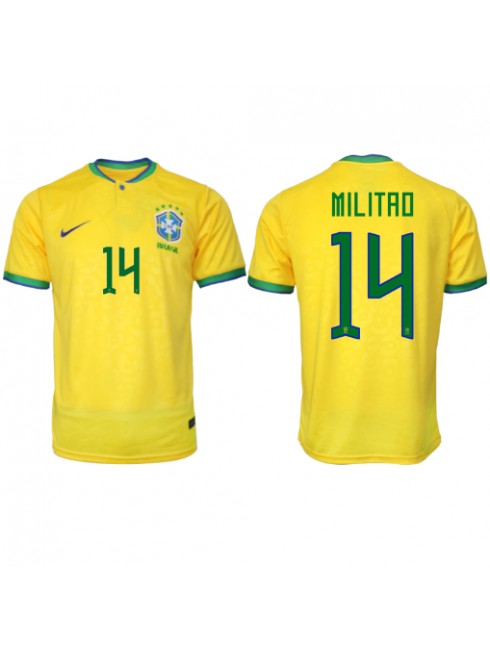 Billige Brasil Eder Militao #14 Hjemmedrakt VM 2022 Kortermet